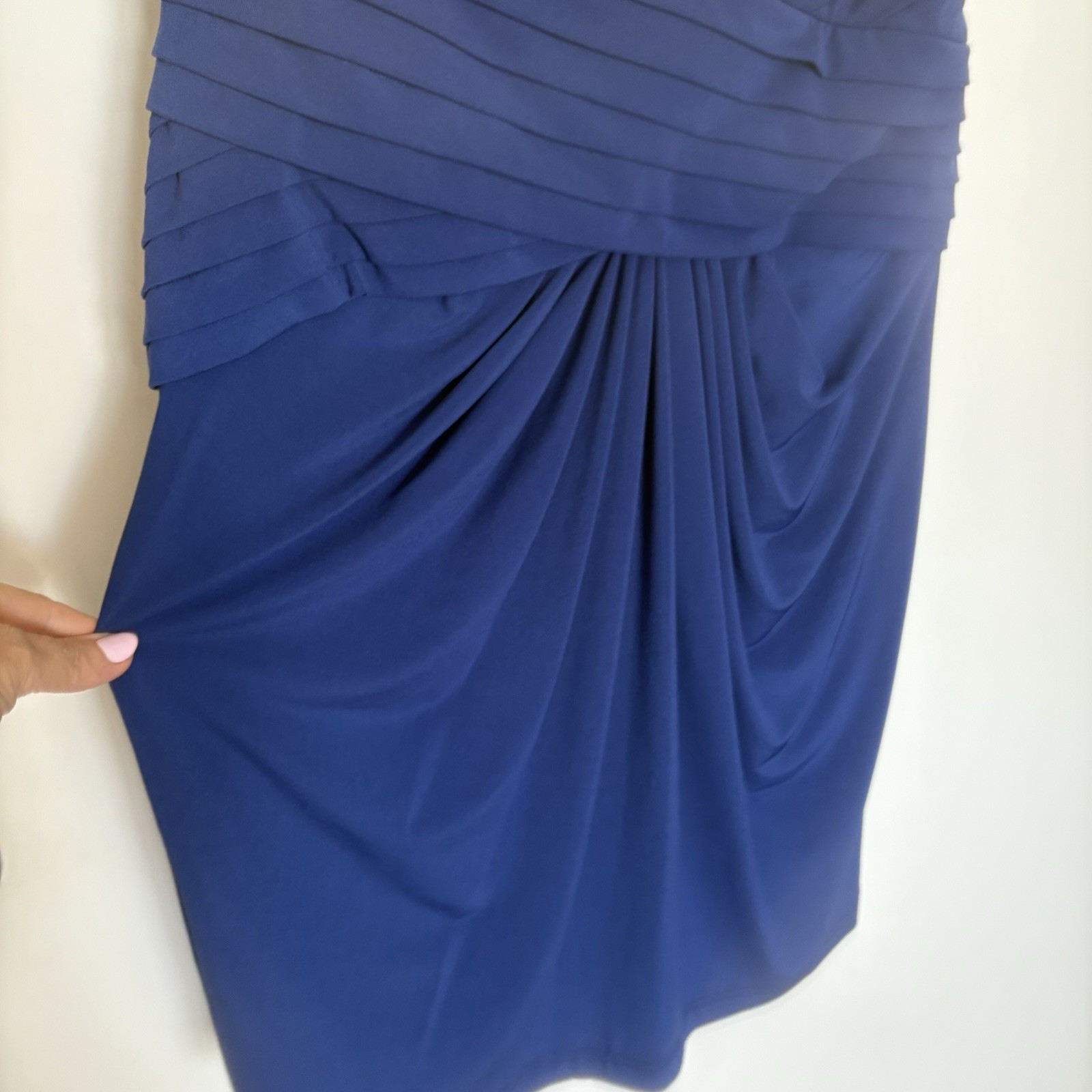 Tadashi Shoji Royal Blue Pleated Layered Sheath Bodycon Dress Blue Small