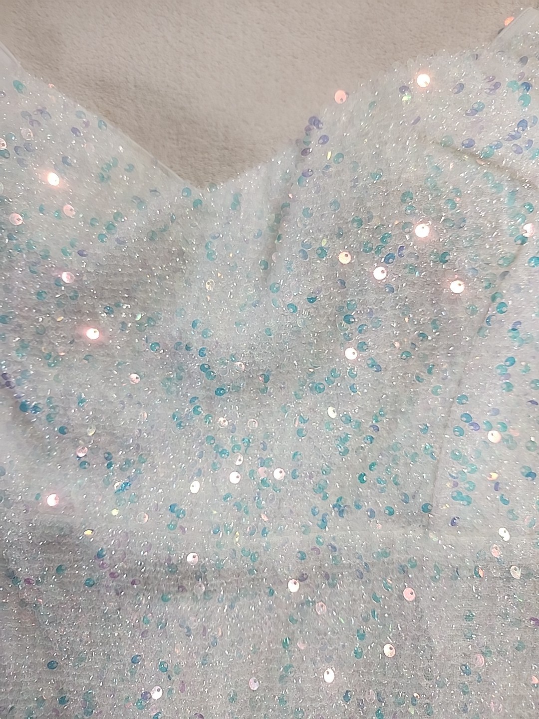 2x Sequin Long Iridescent Sleeves Sweatheart Neckline Prom Homecoming Dress