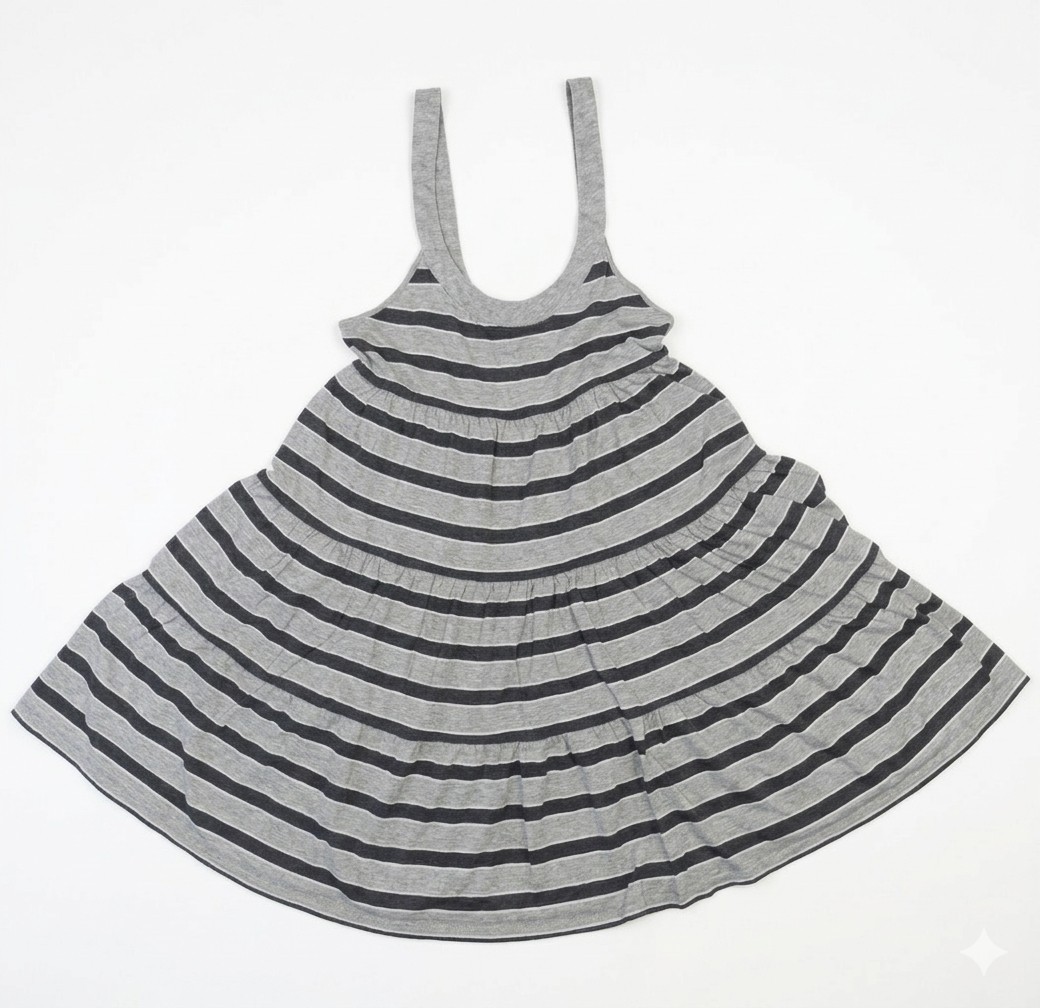 Victoria’s Secret PINK University Blue Stripe Tiered Mini Dress M Y2K Babydoll