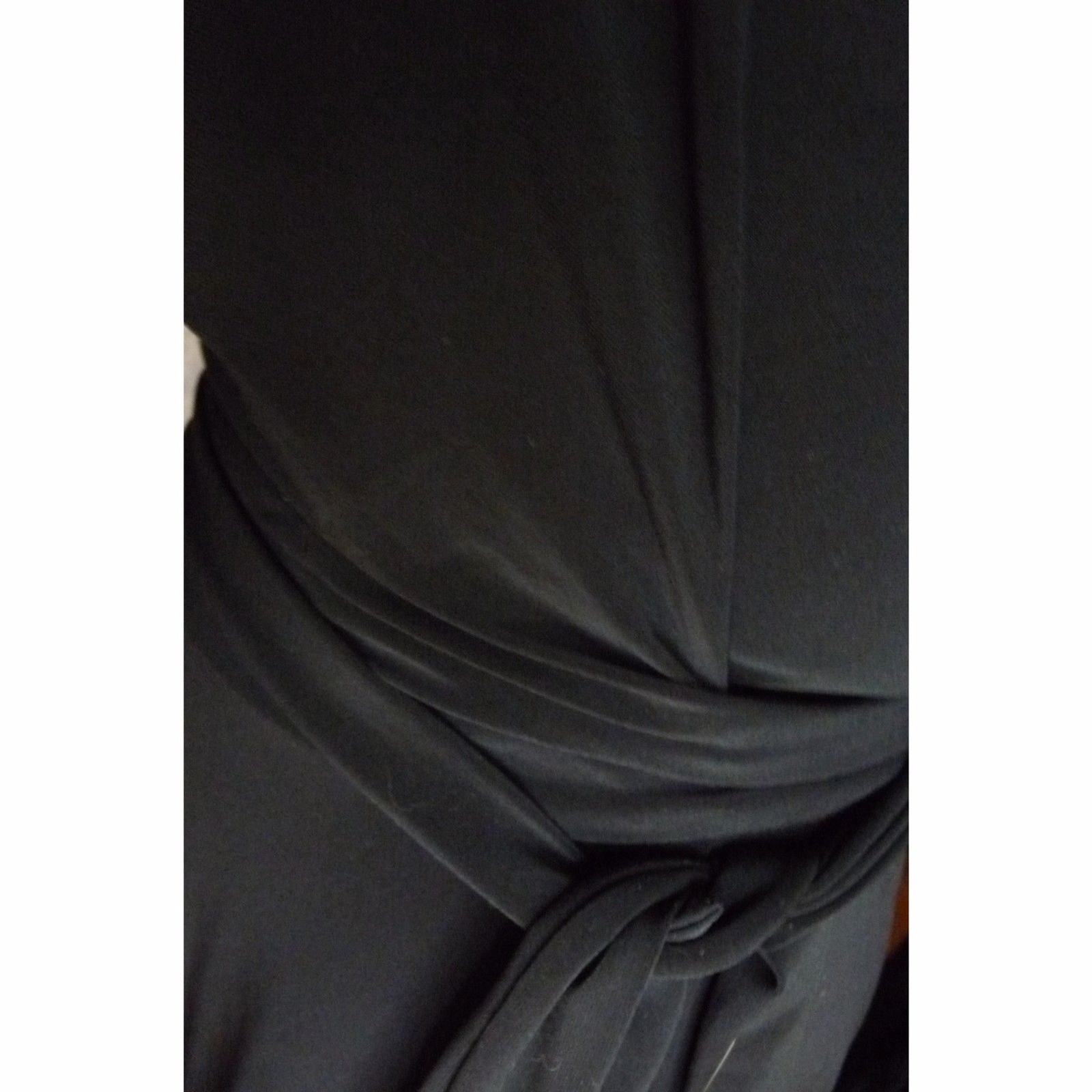 Kamalikulture Black Smooth Fluid Knit True Wrap Midi Dress Full Circle Skirt S