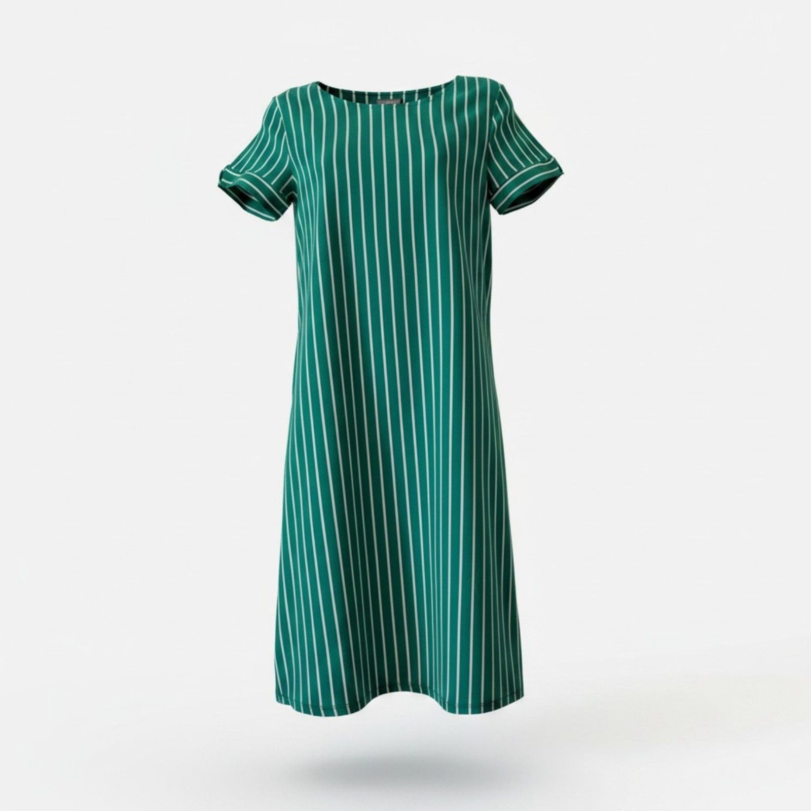 Betsey’s Boutique Shop Green White Striped Shift Dress Women’s Small