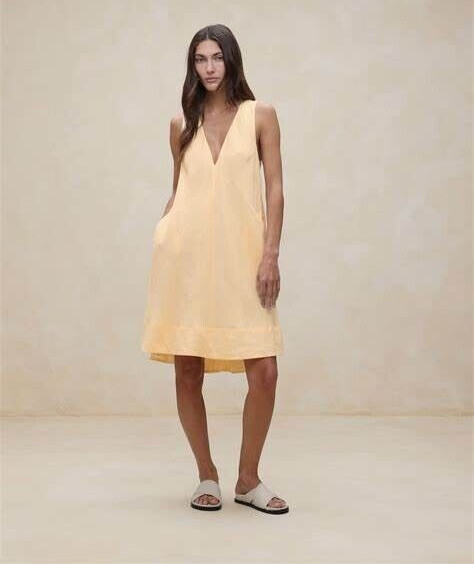 Banana Republic M T Ava Linen Mini Dress Vanilla Custard Tall #882638