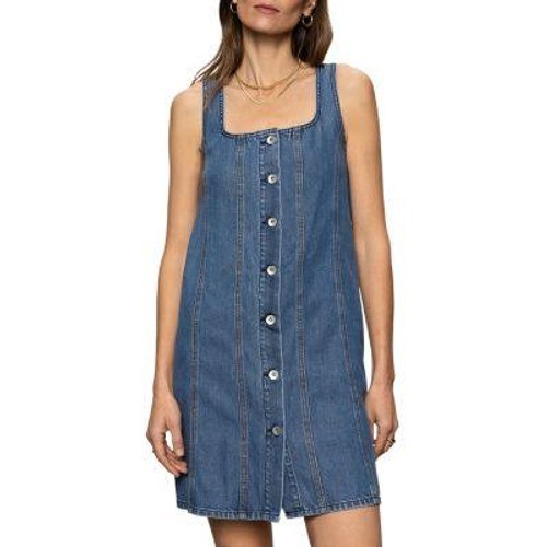 Sanctuary Blossom Denim Mini Dress Womens L Blue Boho Cottage Beach Resort NWT