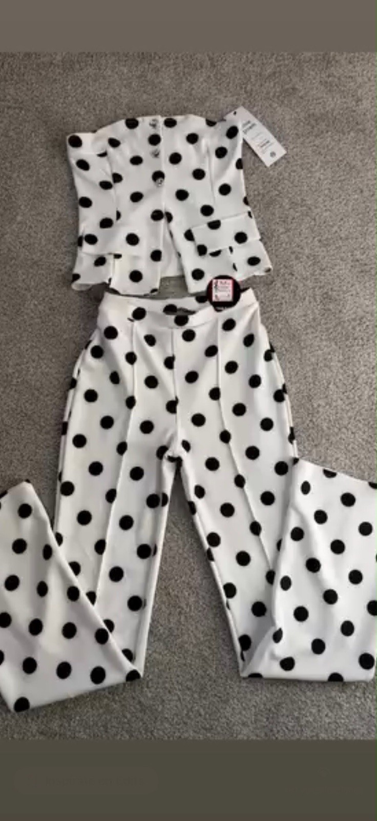 Mickey Mouse Denim Off-Shoulder Polka Dot Bodycon Dress S White/Black