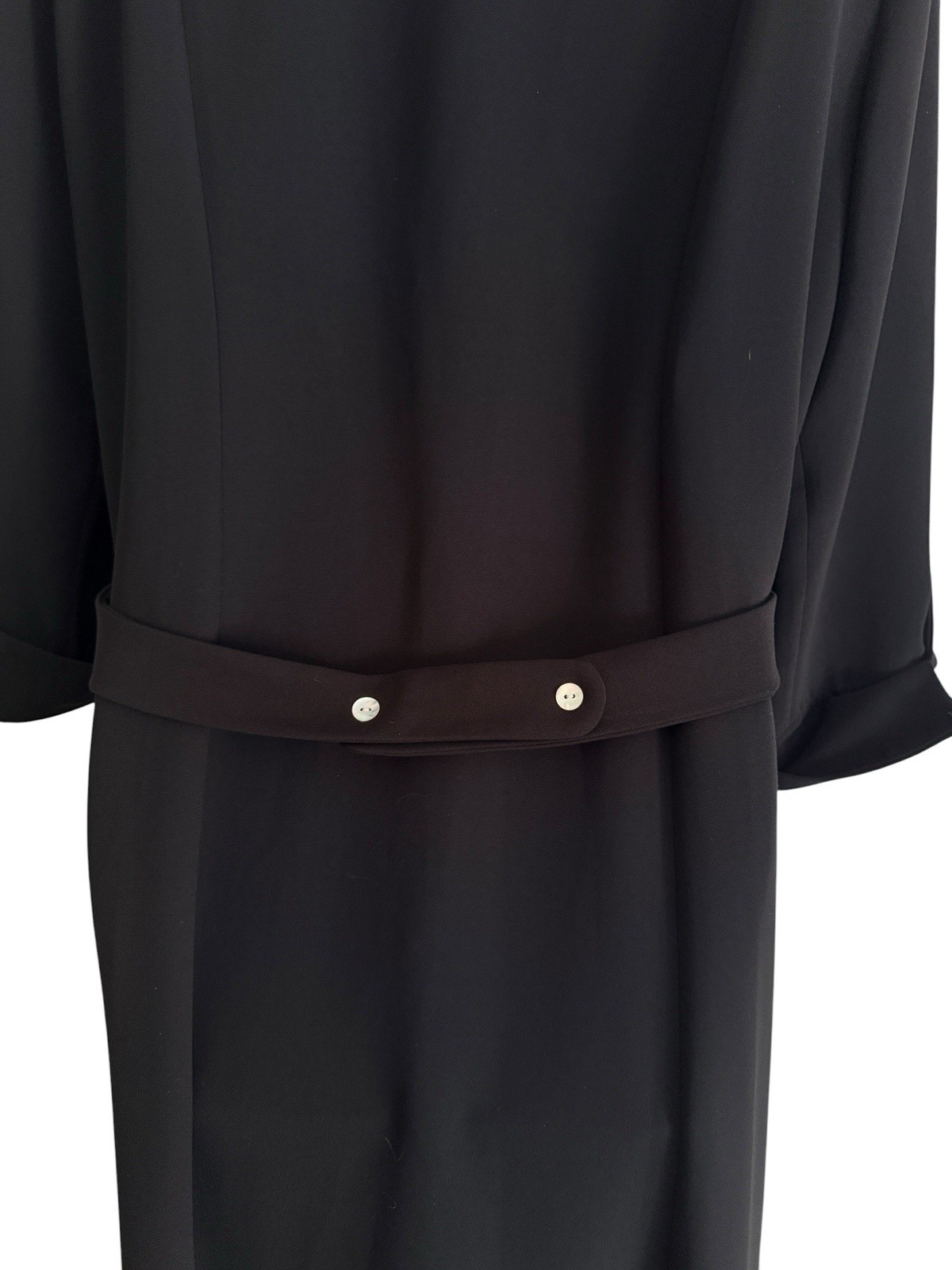 David Warren Dress 14 Black Button Front Maxi Fit Flare Minimalist Evening