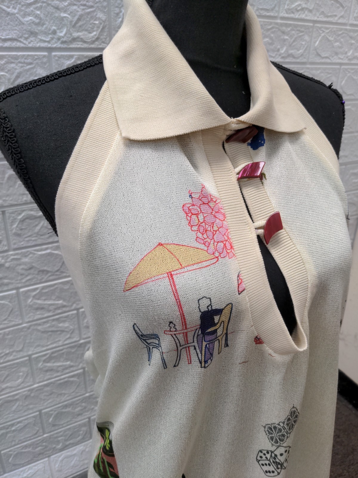 Pre-owned Reemami Halter Maqlouba Knitted Dress Cream Sz M (See Desc.)