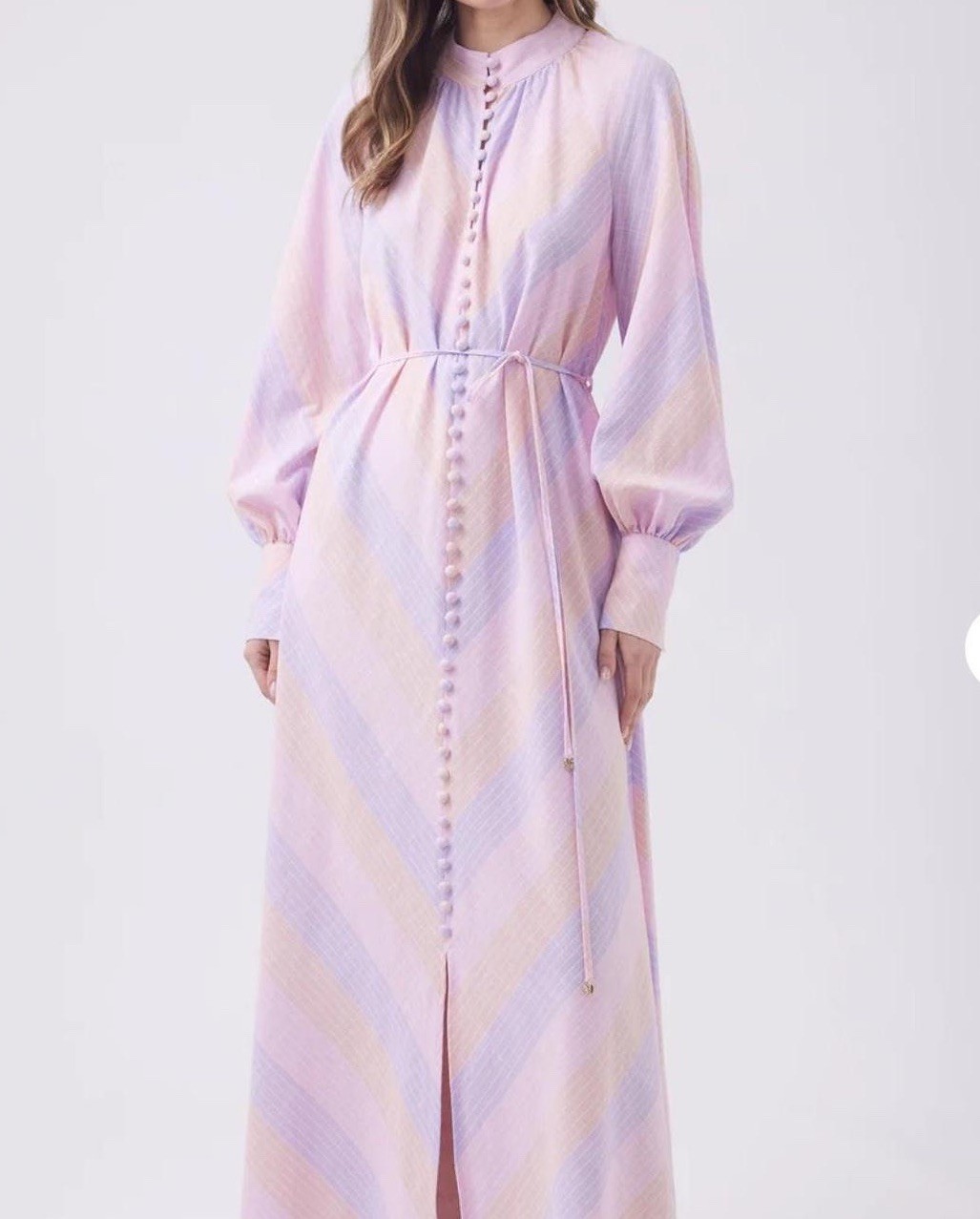 Decjuba Size 16 Clementine Maxi Shirt Dress Pastel A Line Striped Button Up