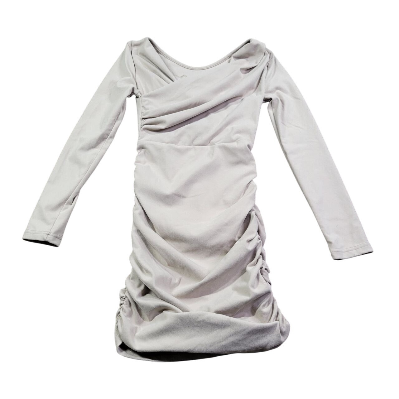 Dazy Dress Women Small Beige Ruched Design Long Sleeves Casual Lounge Ruched