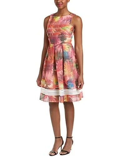 BELLE BADGLEY MISCHKA Women Sleeveless Pleated Midi Reed Dress Sz 4 Pink 1a-6