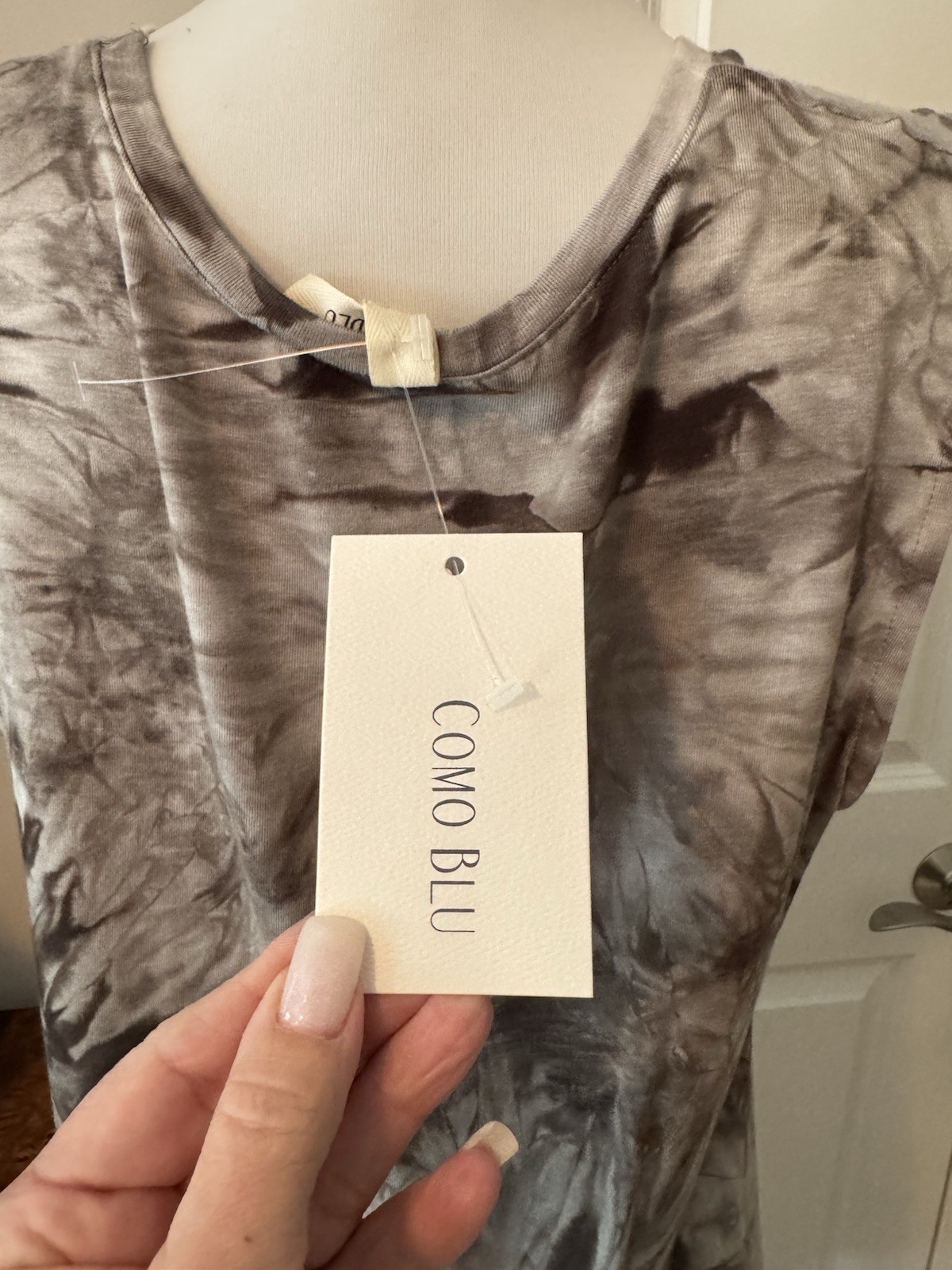 COMO BLU Women’s Grey & White Sleeveless Lightweight Dress Cover Up Sz L – NWTS!