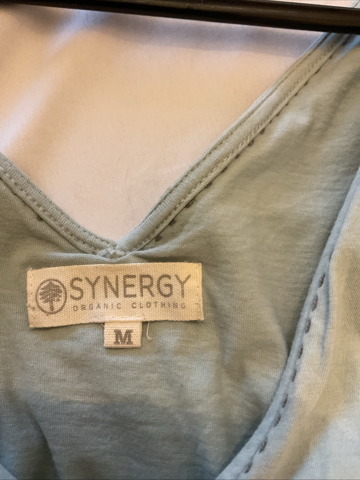 Synergy Soft Organic Cotton Sleeveless V Neck Smocked Waist Midi Dress Women’s M