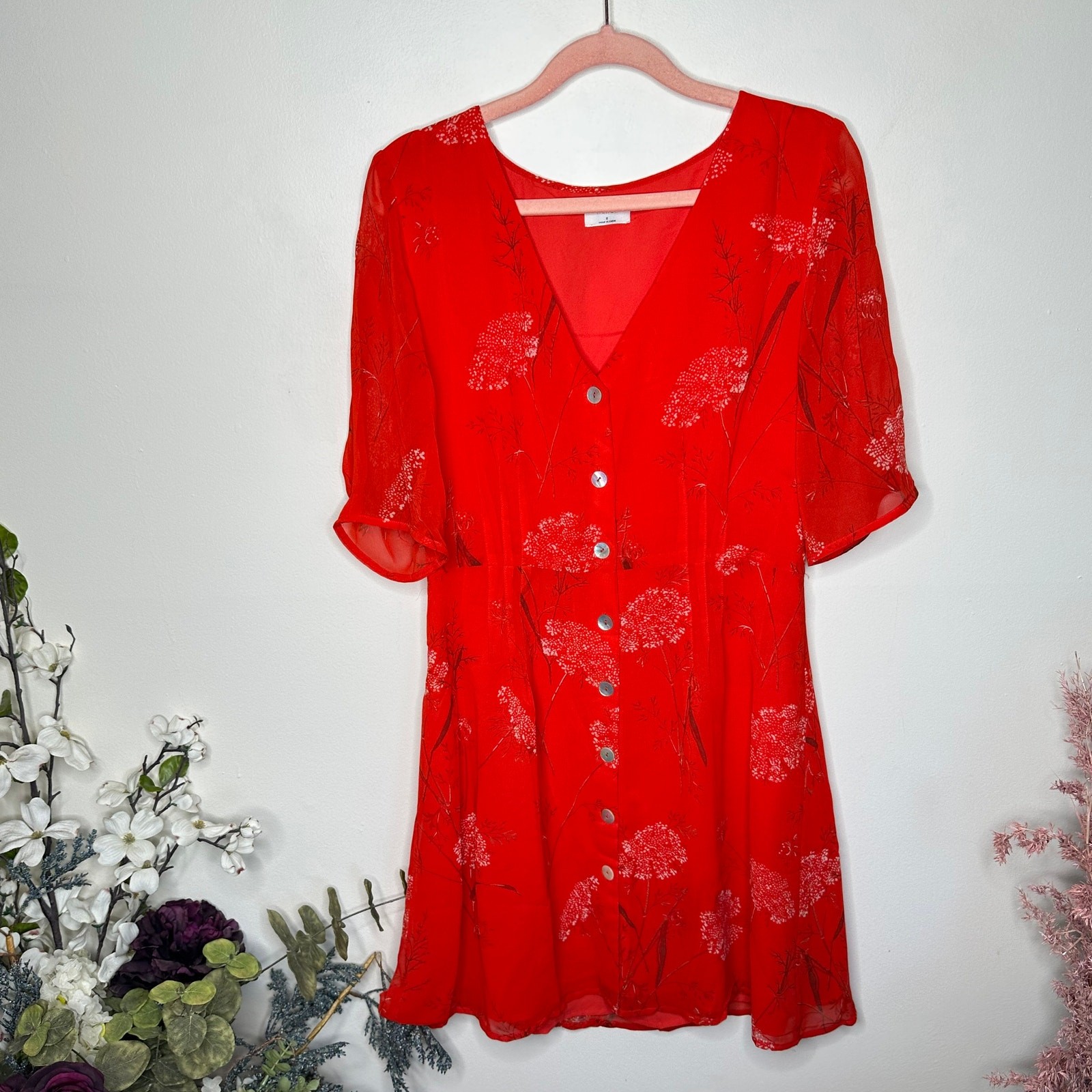 WILFRED x ARITZIA Button Front Dress Flame Scarlet Red {VV31}