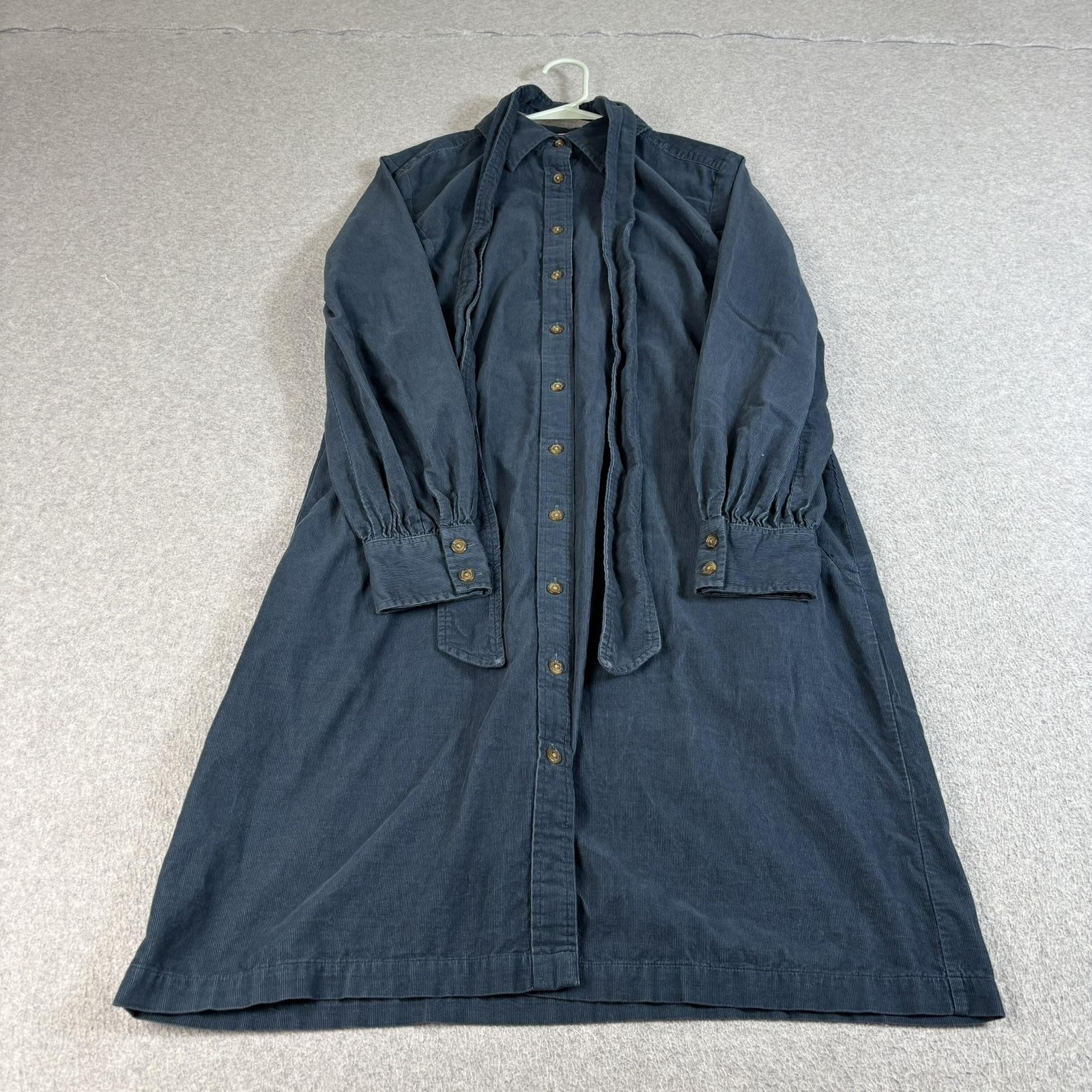 Brooks Brothers Shirt Dress Women 12 Blue Corduroy Button Belt Heritage Academia