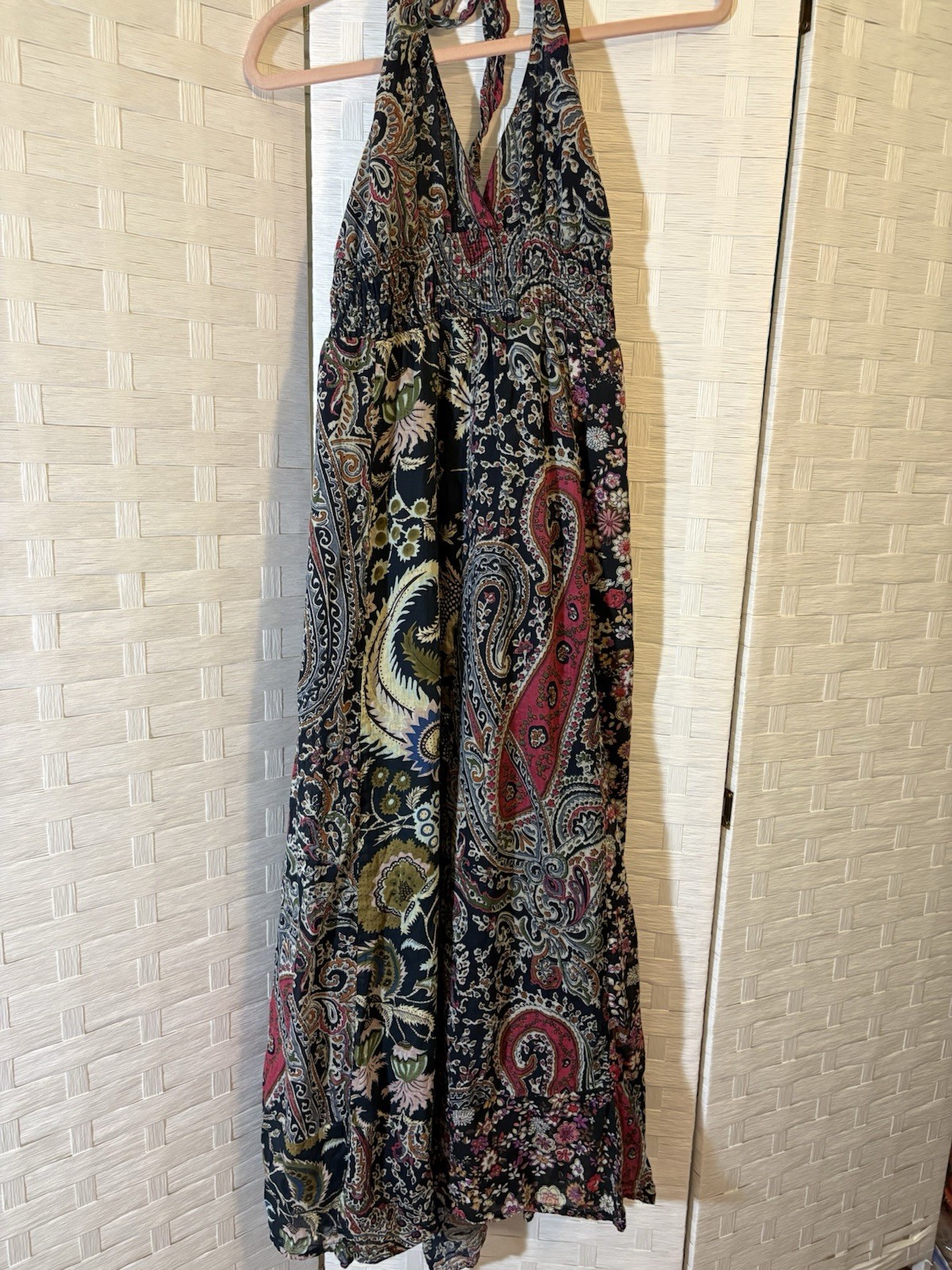 SOL Clothing Dress M Boho Floral Gauzy Strap India Cotton Tropical Botanical
