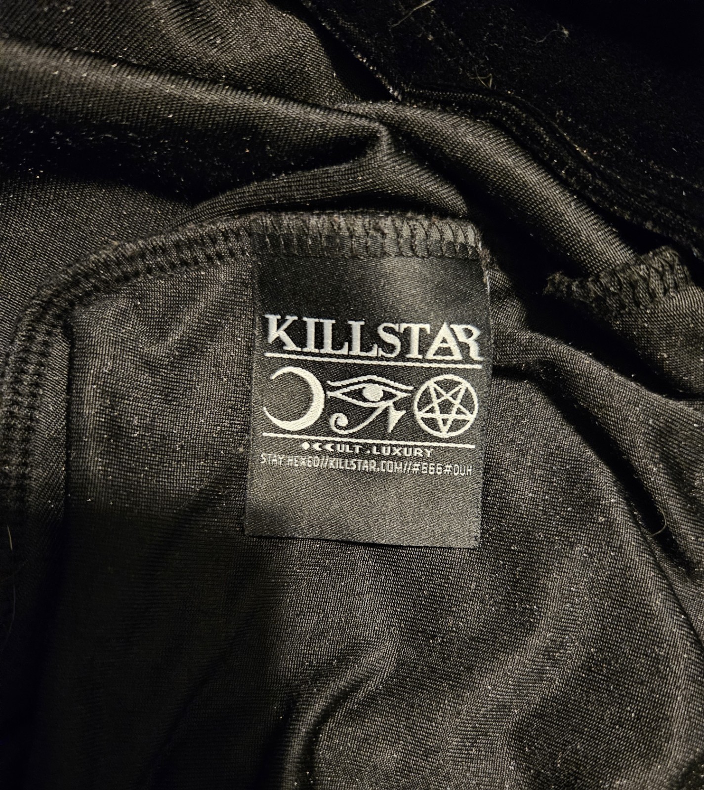 Killstar Black Velvet High Neck Cut-Out Ring Bell Sleeve Mini Dress Size S