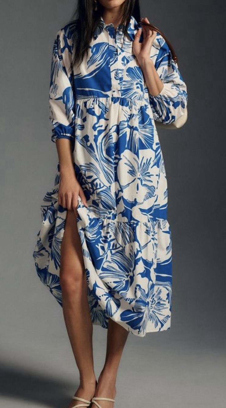 Anthropologie Betina Tiered Cotton Midi Dress – Size M