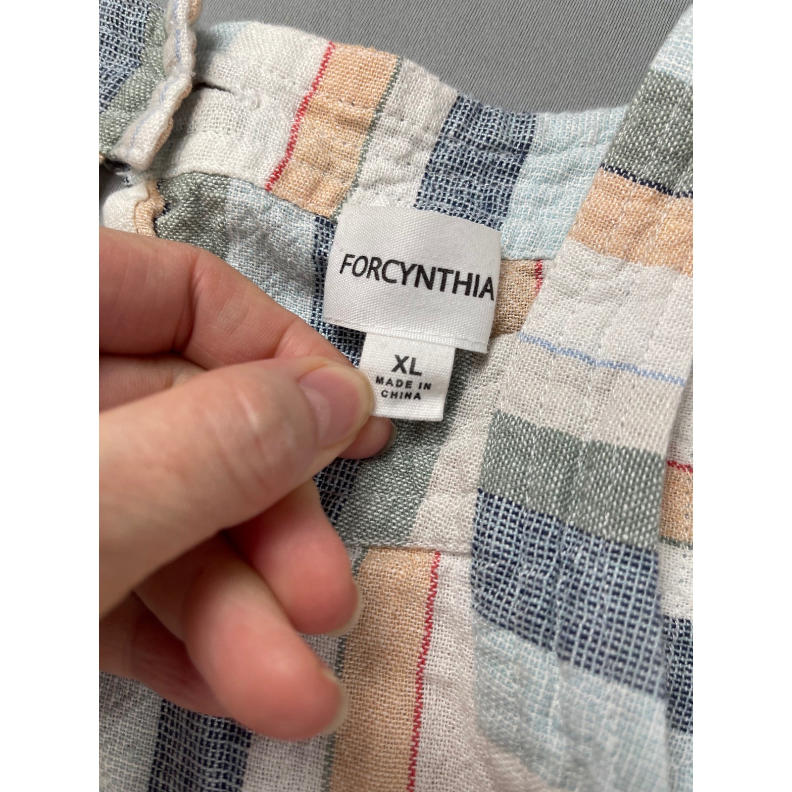 Forcynthia Linen Blend Striped Shift Dress XL Sleeveless Side Button Multi-Color