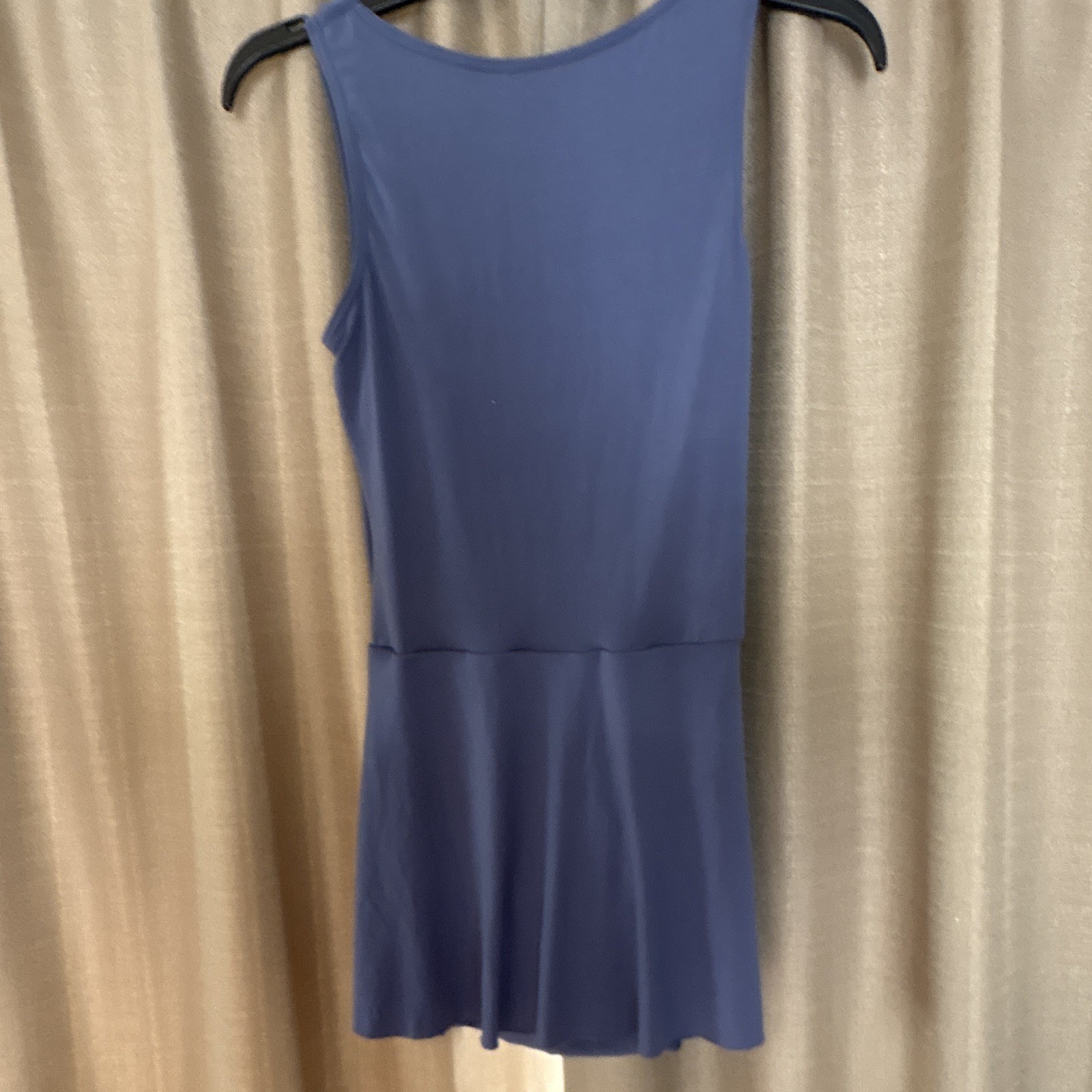 Balera Scoop Neck Sleeveless A-Line Short Dress Backless Solid Blue S