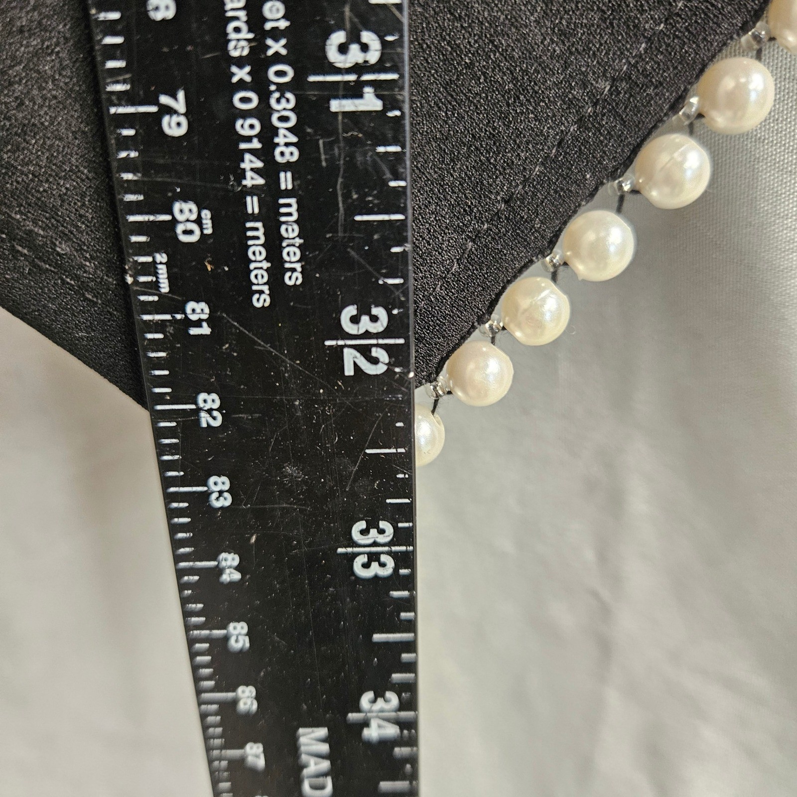 Invitée Womens XL Black Strapless Pearl Trim Draped Asymmetrical Cocktail Dress