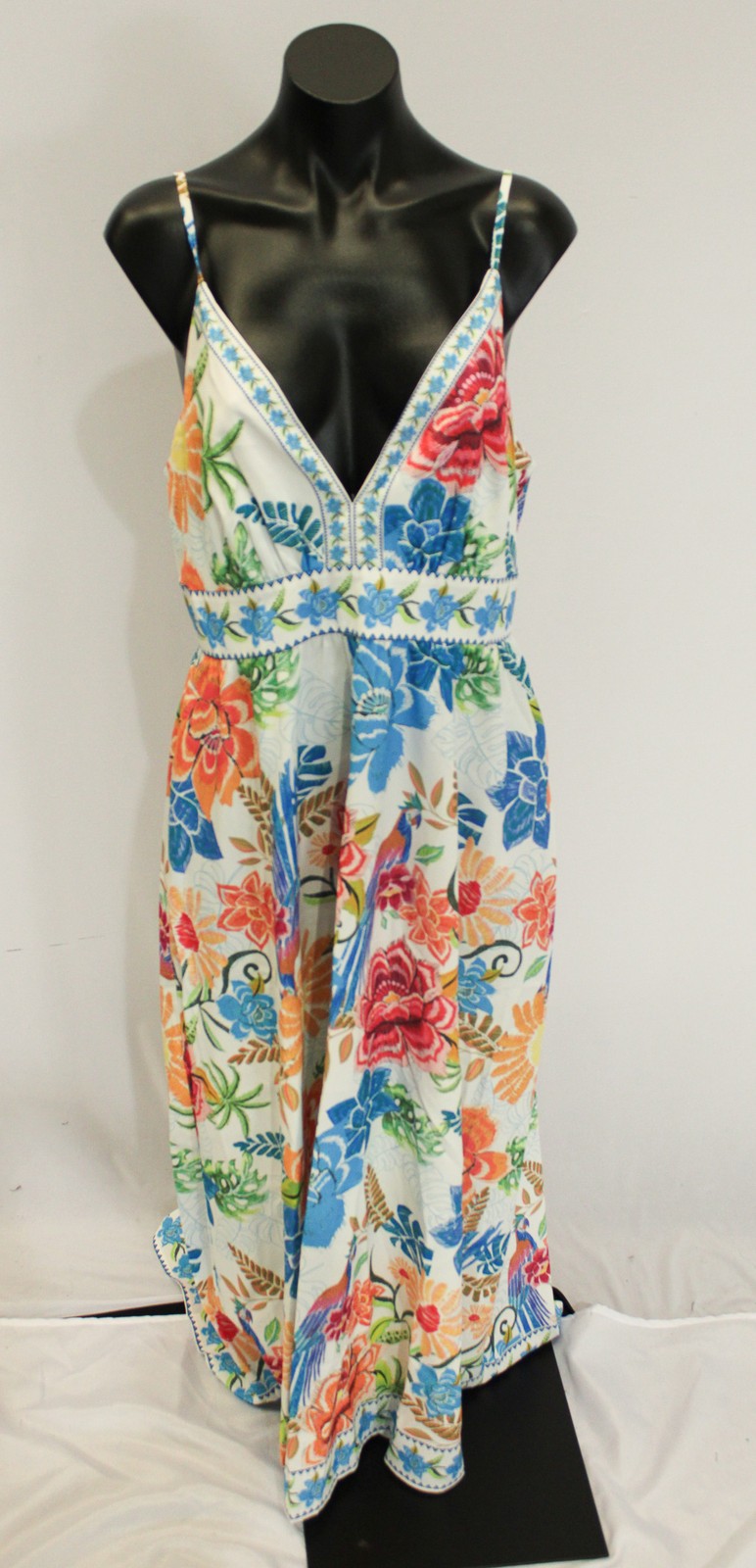 Cupshe Women’s Printed Floral V Neck Maxi Dress EJ3 Blue Large NWT