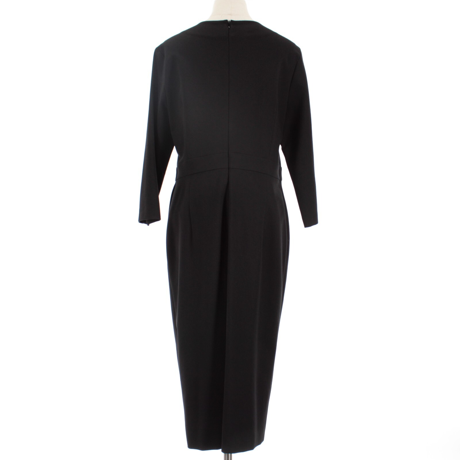 Escada NWT Dhenia 3/4 Sleeve Button Sheath Midi Dress Size 42 in Black/Gold