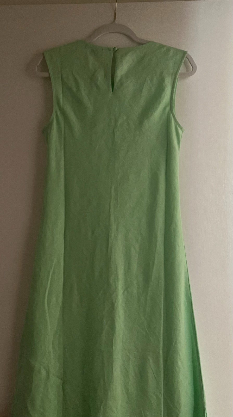 NWT J Crew Mint Green Linen Sleeveless Keyhole Back Maxi Summer Shift Dress