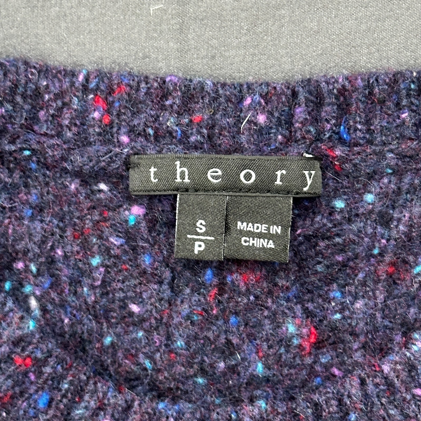 Theory Mayly Fleck Wool Sweater Dress Women’s Small Purple Cable Knit Crew Neck