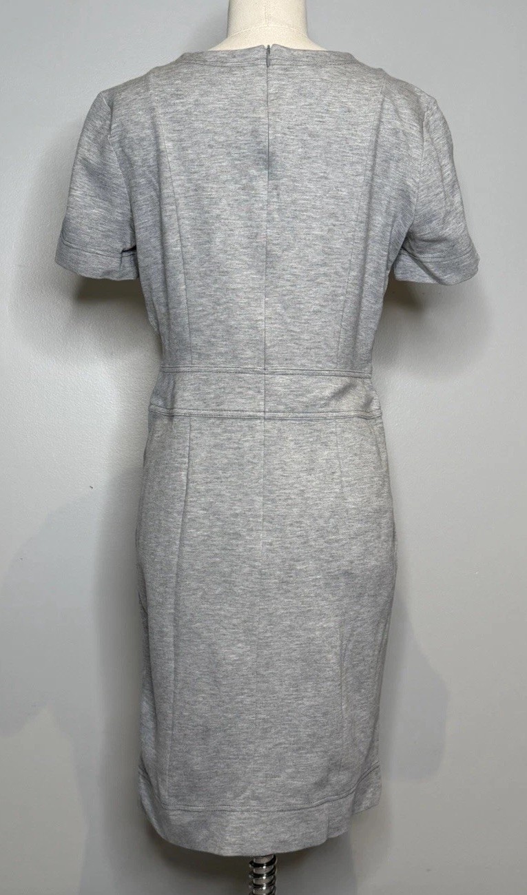 Escada Sport Grey Bow Front Sheath Dress Pockets Size EU 36 US Small