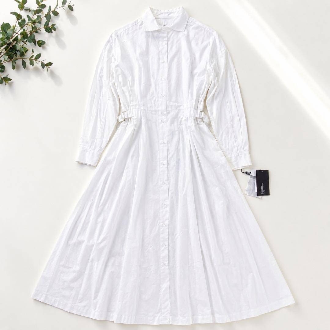 Sov. Long Shirt Dress White Cotton Japan Size 38 M New with Tags Maxi Coquette