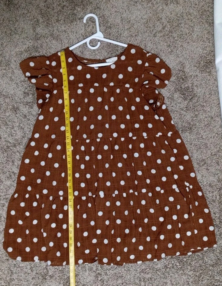 Perch by Blu Pepper Brown Polka Dot Dress Lined Women’s Plus Size 1XL Cap Sleeve