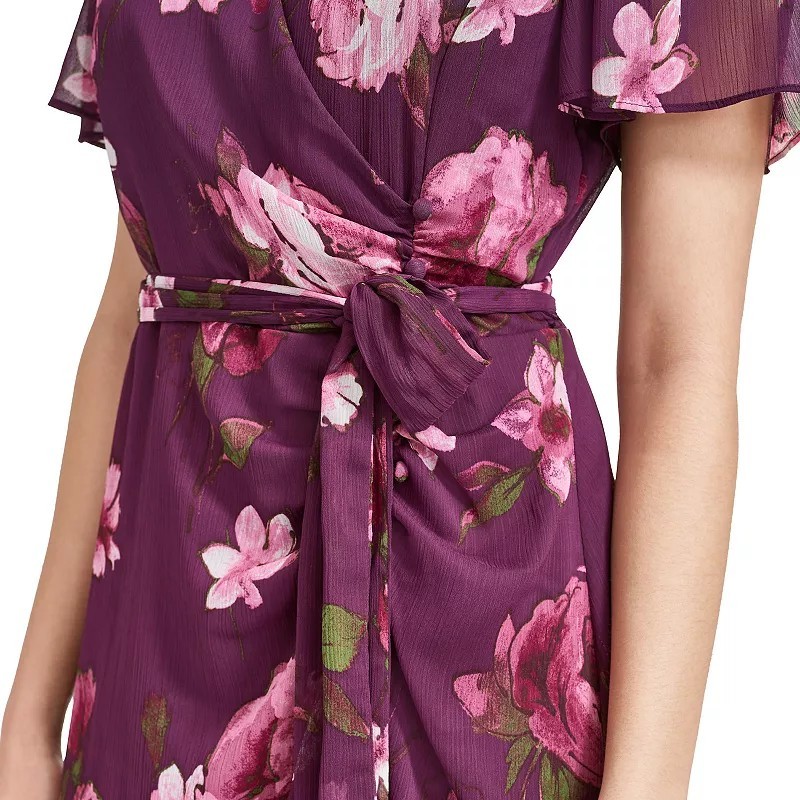 Women’s Harper Rose Flutter Sleeve V-Neck Midi Dress Sz 4 Ret $89 Nwt