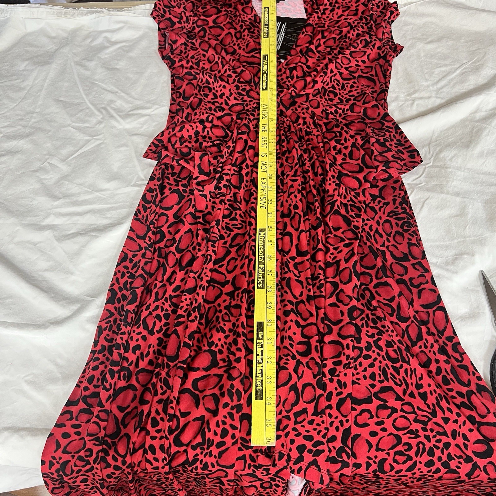 IMAN XL Red Black Leopard Animal Print High Low Maxi Faux Wrap Dress Exotic NWT