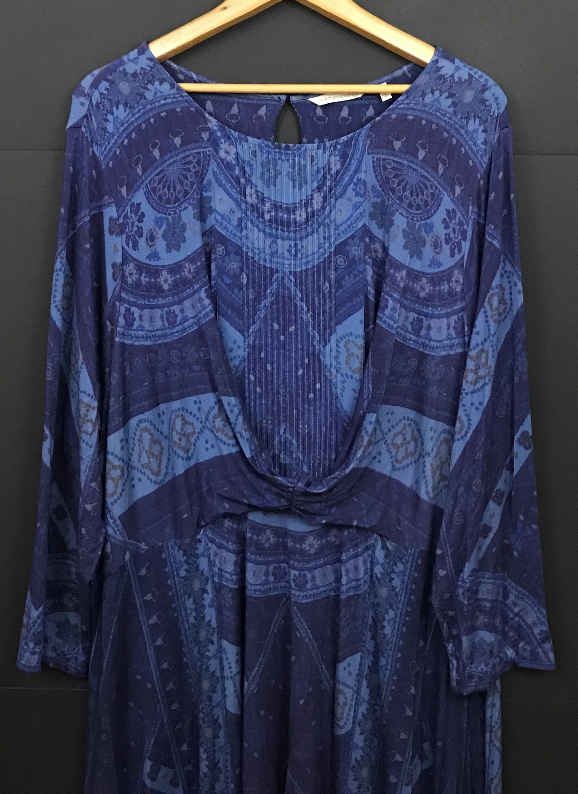 Soft Surroundings Sitarra Aria Dress 2X Plus Size Blue Asymmetrical Hem Modal