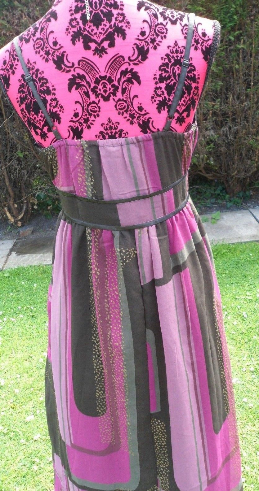 Principles Pink Multi And Black Strappy Maxi Dress Size 10 Holiday Wedding BNWOT