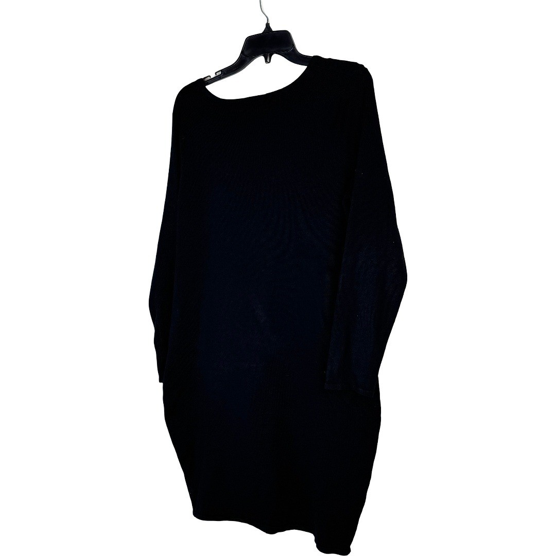 Say What Womens 2X Black Rhinestone Embellished V-Neck Sweater Dress Tunic NEW