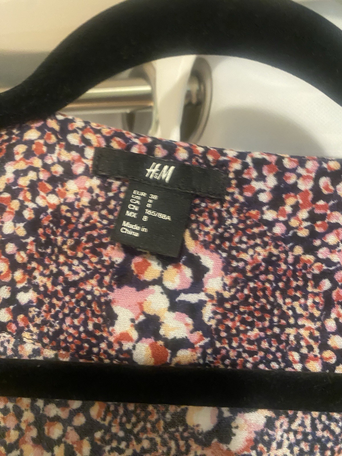 H&M Multicolor Floral V-Neck 3/4 Sleeve Short Shift Dress Regular 8