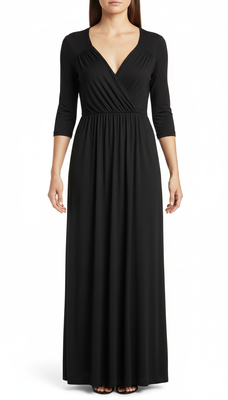 NWT KOH KOH Long Sleeve Cross Over V Neck Elegant Gown Maxi Dress Size M Medium