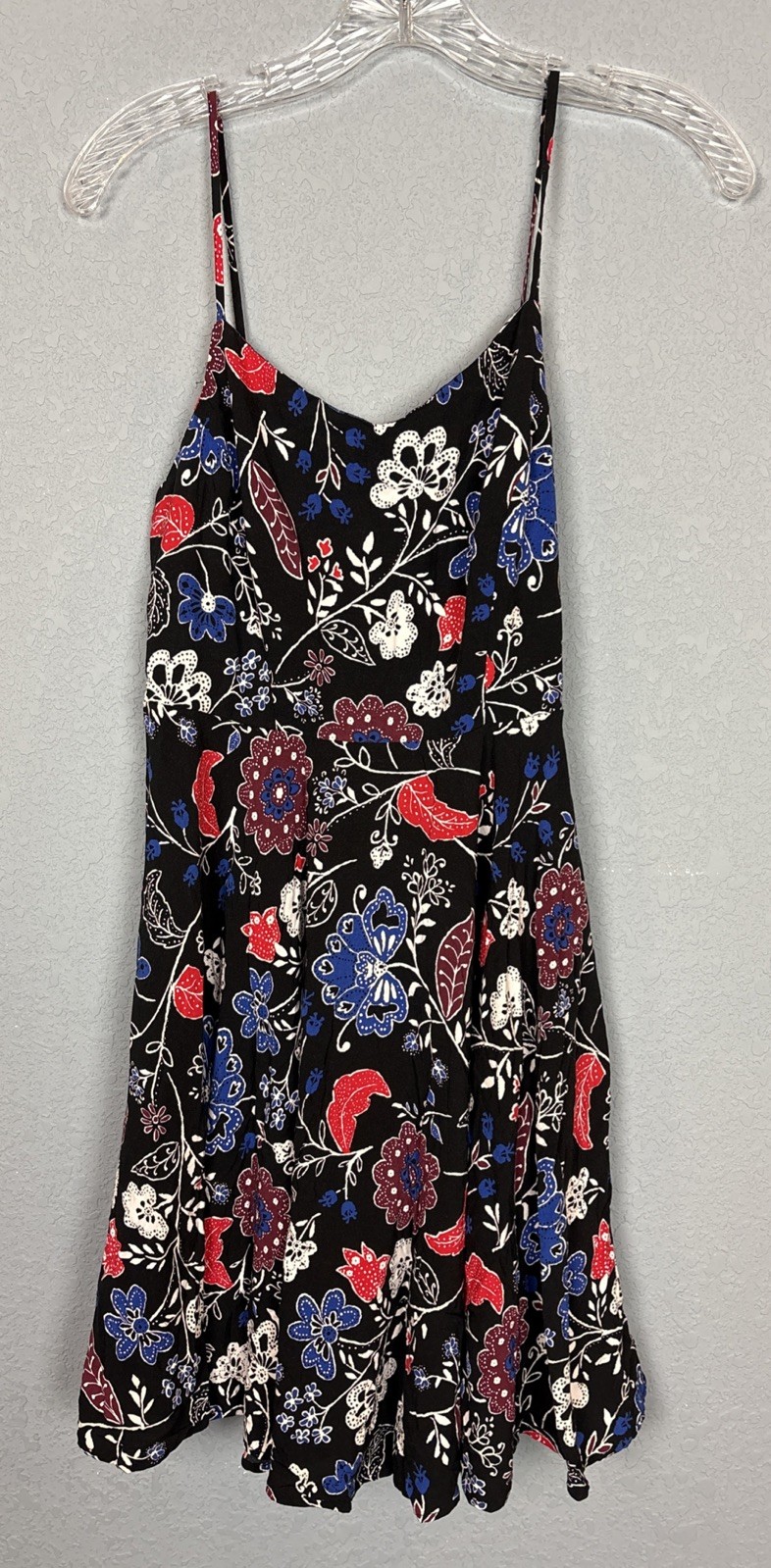 Smocked Cami Sundress Dark Floral Strappy Sz M Dress Old Navy Pockets Rayon