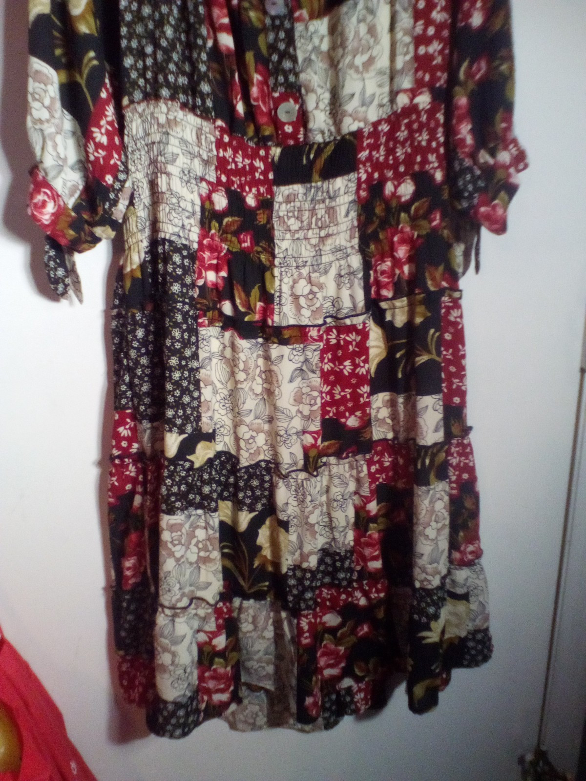 Hope Springs Womans Patchwork Midi Dress Red Black Size XXL NEW