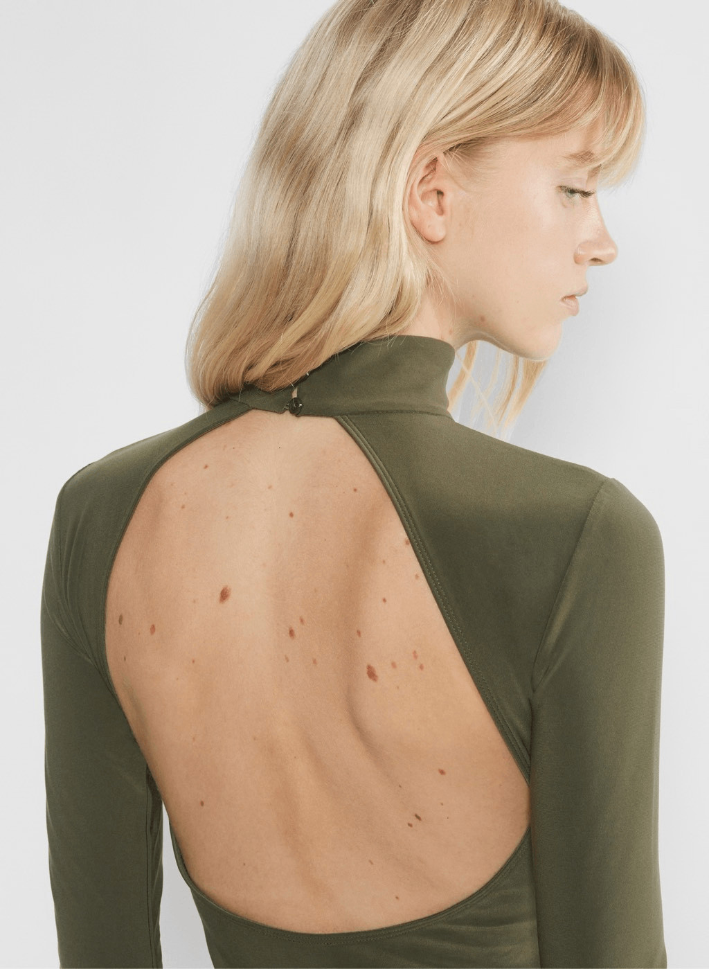 Aritzia $110 Wilfred Mock Neck Open Back Remedy Long Sleeve Dress Dark Olive XS