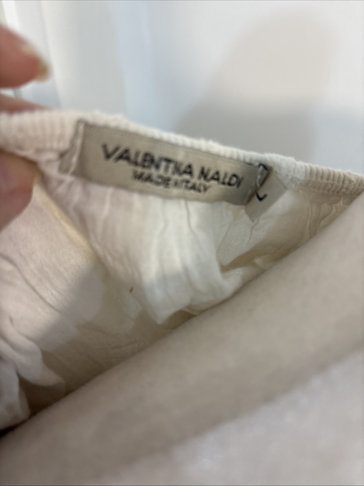Valentina Naldi Dress Womens Large White Eyelet Romantic Boho Feminine Cottage
