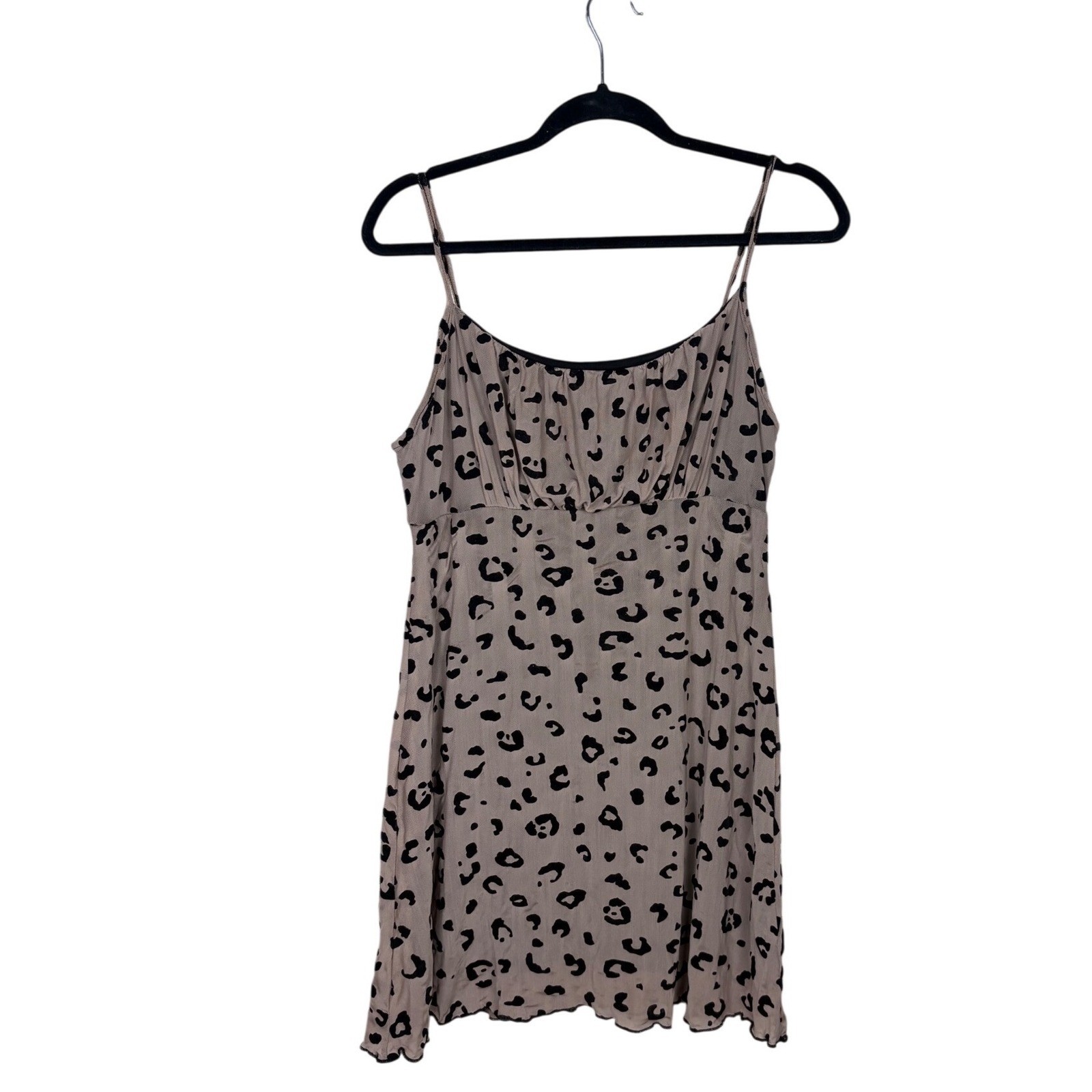 See You Monday Leopard Print Mesh Mini Dress Mauve Black Ruched XL