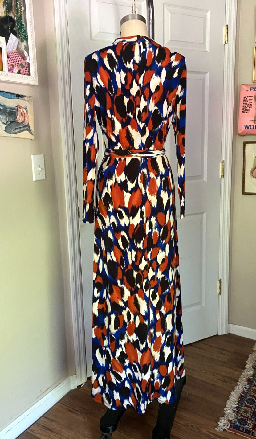 VENUS Abstract print Keyhole halter Neck Belted MAXI Cocktail Dress *SMALL*
