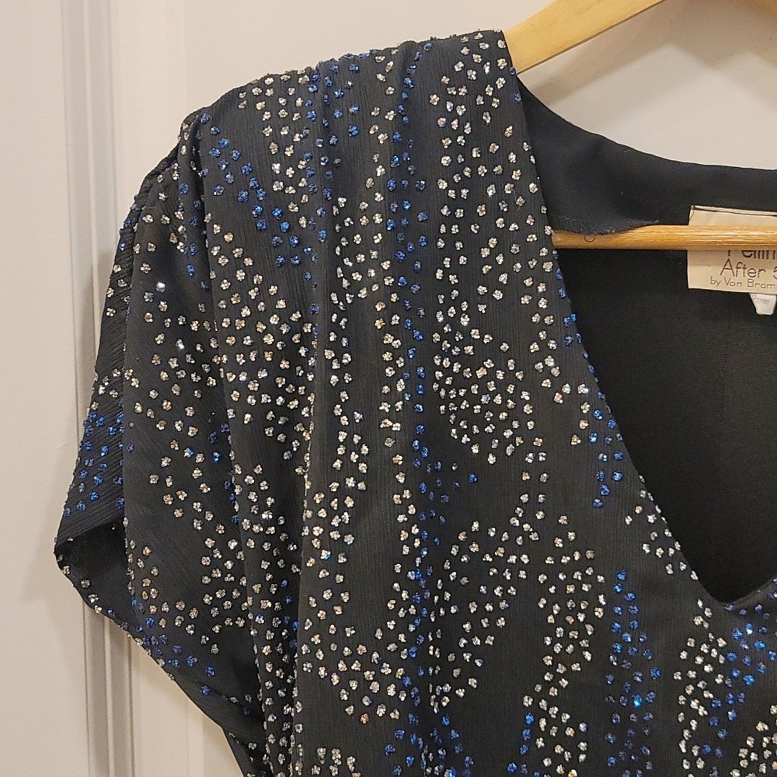Vintage 1980s Pellini Black Rhinestone Cocktail Dress