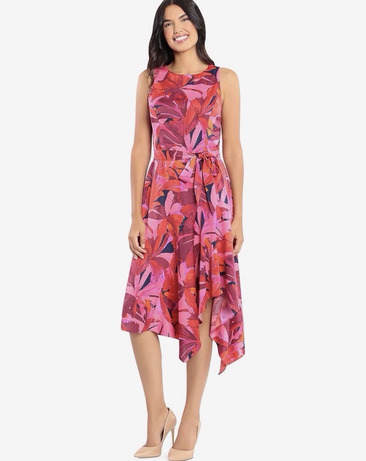 London Times Leaf Print Abstract Hem Fit n Flare Dress 10