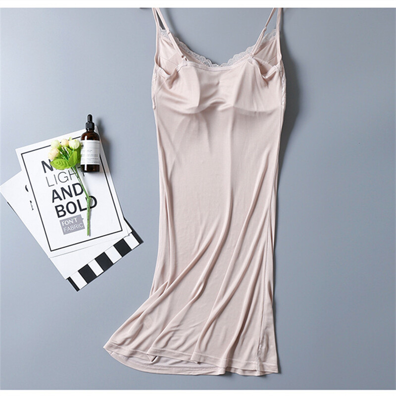 Pure Silk Pajamas 100 Mulberry Silk Pad Dress Suspend Strap Nightgown Slip Dress