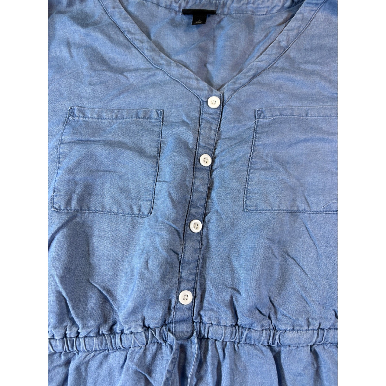 Torrid Womens Blue Lyocell Chambray Roll Tab Sleeve Shirt Dress Plus Size 2