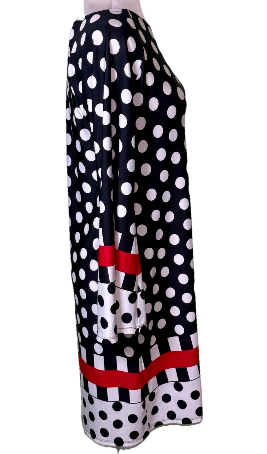 Women’s Mod Retro Polka Dot Graphic Print Shift Dress Colorblock Artsy Bold Sz M