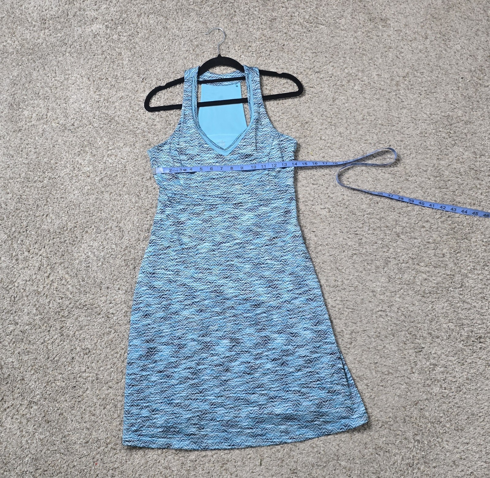 MPG Women’s Blue Striped Sleeveless V-Neck Racerback Knit A-Line Dress S