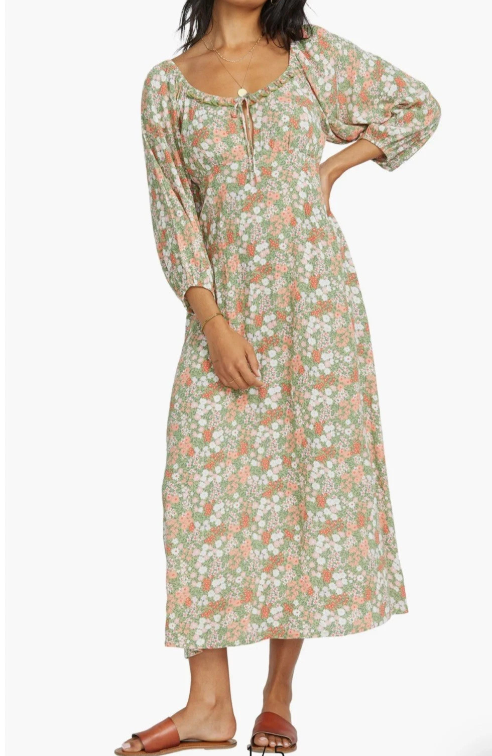 Billabong Women’s Dream All Day Floral Midi Dress Size Small Multicolor NEW